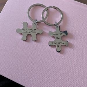 Beautiful Set Of 2 Puzzle Piece Keychain Set